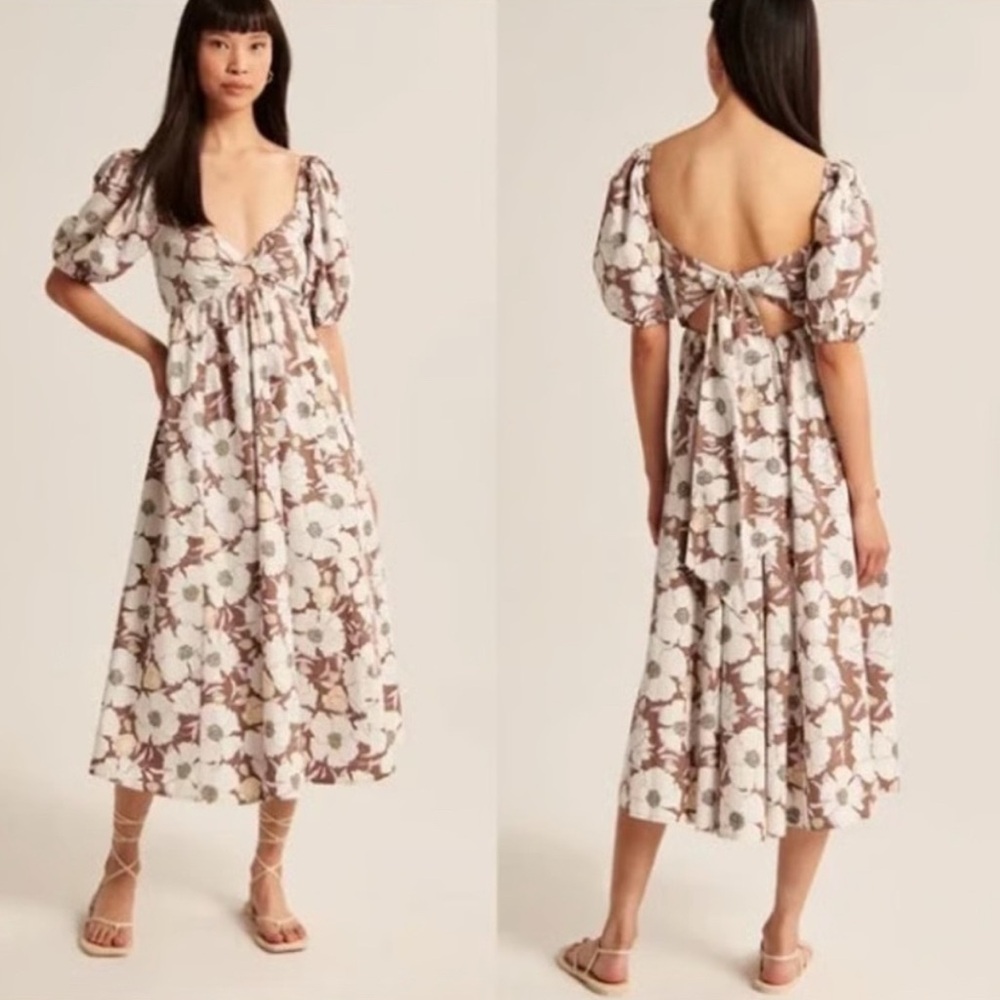 Abercrombie & Fitch Floral Maxi Dress with Puff Sleeves